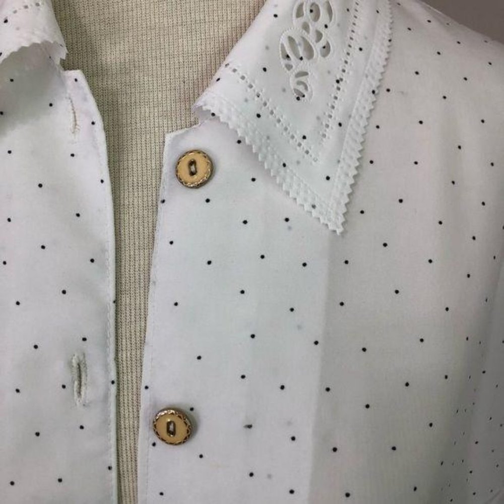 Sam Hua Korean Large polka dot lace collared blouse - Picture 4 of 8